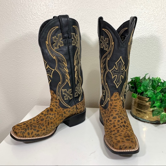 Nocona Shoes - NOCONA Cowgril Boots Leather Leopard Print 6 B